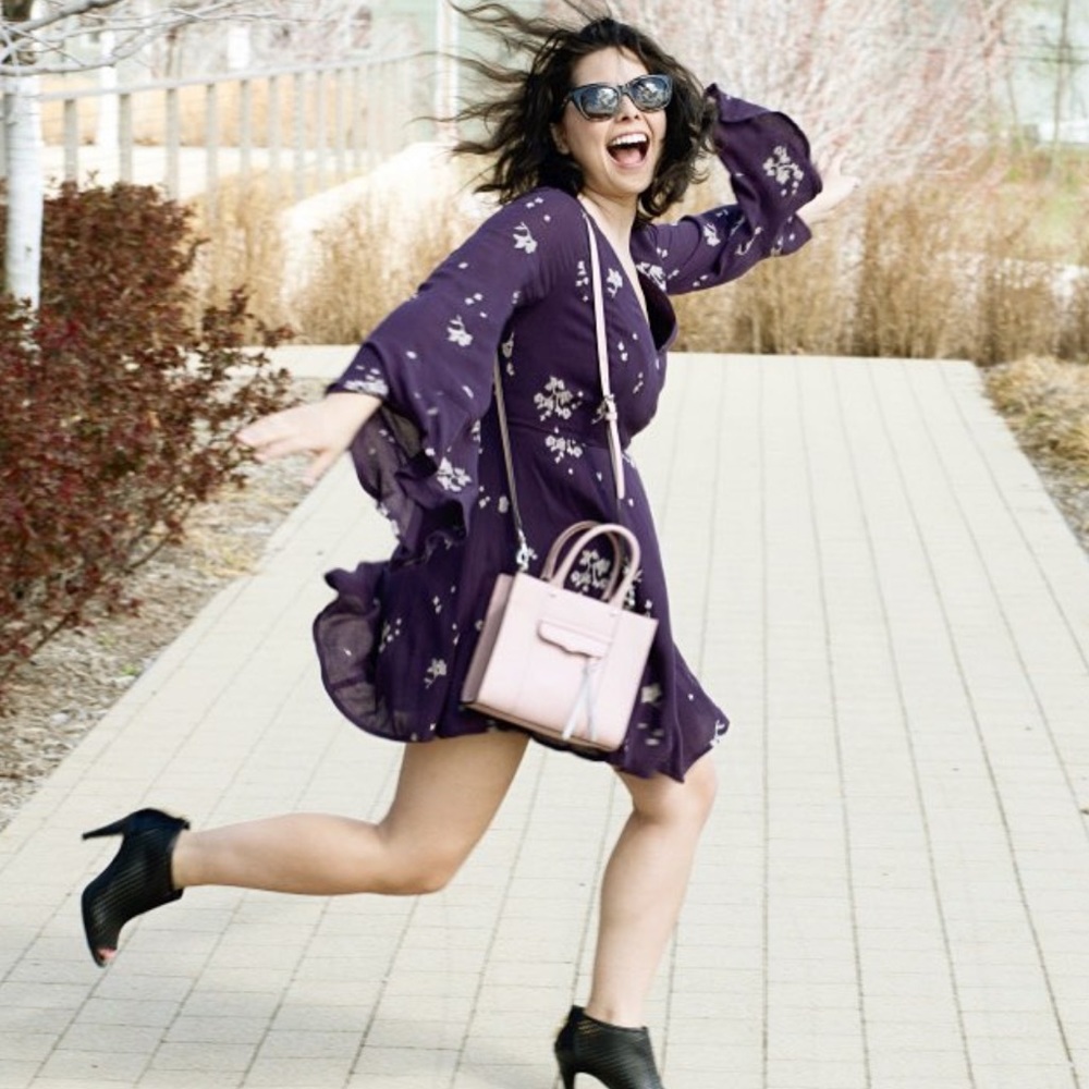 Purple Free People Long Sleeve Dress floral